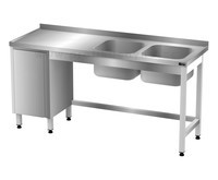 DM-3015 - Mycí stůl s 2 dřezy a skříňkou