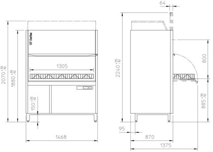 Rozměry myčky na černé nádobí Winterhalter UF-XL