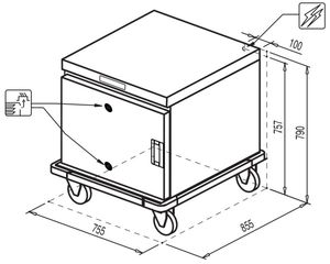 Rozměry udržovacího transportního vozíku Moduline HHT