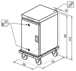 Rozměry udržovacího transportního vozíku Moduline HHT