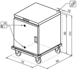 Rozměry udržovacího transportního vozíku Moduline HHT
