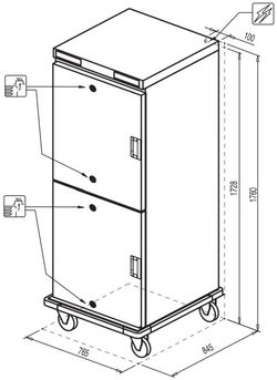 Rozměry udržovacího transportního vozíku Moduline HHT